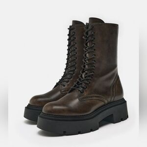 ZARA LACED LUG SOLE ANKLE BOOTS